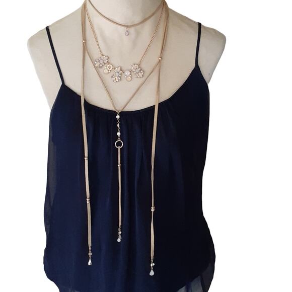 Necklace Layered Suede w Charms, Beads Modern Long Length Bohemian Gyspy Elegant - Picture 9 of 11
